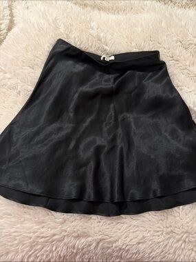 Women's Black Satin Skater Skirt